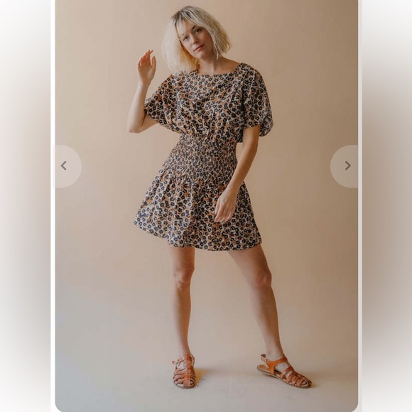 APIECE APART MANA MINI DRESS - LEOPARD BOUQUET - Picture 2 of 9